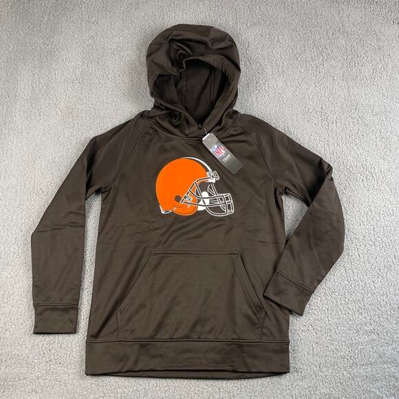Team Apparel NFL Men's Large Black 100% Polyester Cleveland Browns LS Hoodie - Picture 1 of 11